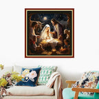 Foxdiviy Stamped Cross Stitch Kits Full Range of Embroidery Needlework Starter Kits for Beginners Adults 11CT Embroidery Patterns Art Crafts DIY Needlepoint Kits-Nativity 18x18 inch