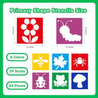 24 Pieces for Kids,Large Drawing Chalk,8 Inches Washable Shape Template Kit for Kids Crafts,Painting Drawing,School Projects (Garden, 8 inch)