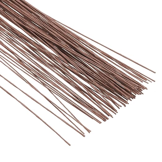 PATIKIL 26 Gauge 16" Floral Stem Wire, 100 Pcs Paper Wrapped Iron Artificial Flower Stem Accessories for DIY Bouquet Stem and Craft Decoration, Brown