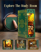 Book Nook Kit,Vintage Library Miniature House Kit for Teens and Adults with LED Lights,3D Wooden Puzzle Tiny House Booknook Bookend Bookshelf Decor Model Build.(Vintage Bookstore
