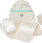 Ivory Velvet Ribbon 2.5 Inch x 10 Yards for Christmas Tree Topper Home Decoration Wreath Gift Wrapping DIY Craft
