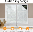 Haton Window Privacy Film, Frosted Glass Static Cling Sun Heat Blocking Window Clings, Frosting Opaque Coverings Stickers Tint for Home Office Door, Non Adhesive, White 17.5" x 78.7"
