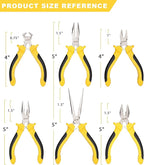 DOWELL 6-piece Mini Pliers Set Needle Nose Diagonal Long Nose Bent Nose End Cutting and Linesman for Making Crafts Repairing Electronic Devices with Pouch