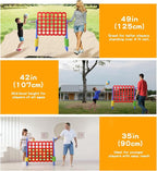 UNICOO® Height Adjustable Jumbo 4-to-Score Game, 4 in A Row Game with Basketball Hoop, Ring Toss, Carrying Bag, Indoor Outdoor Yard Game, Parties & Family Gatherings