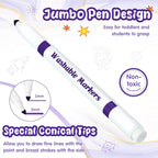 18 Pcs Line Washable Markers Bulk Purple Fine Tip Markers Set Coloring Thin Tip Drawing Washable Pen for Kids Toddler Teacher Art School Classroom Back to School Gender Reveal Party Supplies,Ages 6+