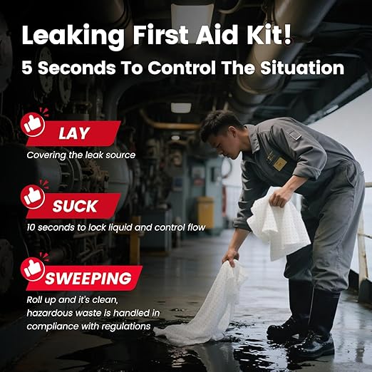 Oil Absorbent Pads | 16"x20" Oil-Only Spill Mat 100-Pack | Industrial Spill Control for Oil & Fuel(24 Gal/Box) | Repels Water Absorbing Sheets