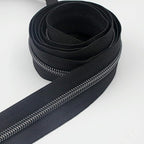 Leekayer #5 Black Nickel Metallic Nylon Coil Teeth Zippers by The Yard Bulk 10 Yards Zipper Tape with 25pcs Black Nickel Sliders for DIY Sewing Tailor Craft Bag(Black)