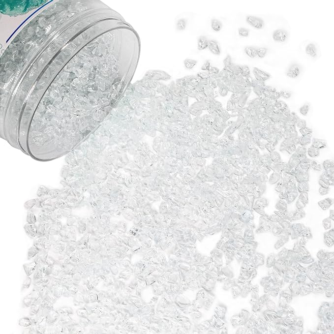 Crushed Glass for Resin Art, Broken Glass Pieces for Crafts Vase Filler Home Decorations,Crushed Glass for Crafts,3-6mm,1.5 Pound (Crystal/Transparent)