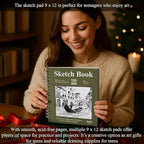 Sketch Book 9x12 inch, Pack of 2 (Total 200 Sheets) Spiral Bound Sketchbook, 68 lb/100gsm Artist Sketch Pad, 100 Sheets Each, Sturdy Acid Free Drawing Paper, Suitable for Adults & Teens