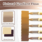 Guangna 12 Brown Series Acrylic Paint Markers Set, Brush Tip Acrylic Paint Pens for Rock Painting, Wood, Glass, Paper, Coloring Book, Ceramic, Canvas, DIY Crafts, Water-Based Ink