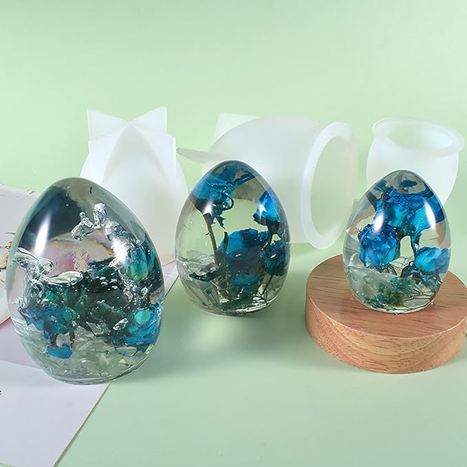 3 Pack Silicone Egg Cake & Candle Molds - Lava Dragon Egg Shapes - Clay & Resin Making Molds - Craft Supplies