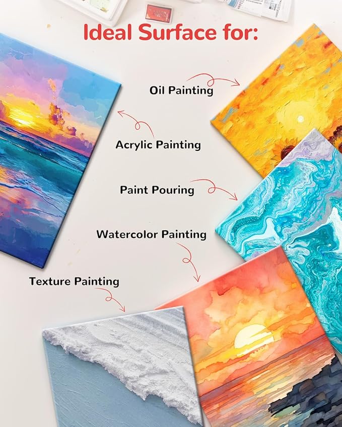 Small Painting Canvas Boards 60 Pack 5x7 Inch Kids Canvas Panels Blank White 100% Cotton for Acrylics Oil Watercolor Tempera Paints Art Class Supplies
