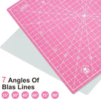 Headley Tools 12"x12" Rotating Cutting Mat, Self Healing Mat with 360-Degree Rotation & Anti-Slip Base, Sewing Board Cutting Mat Perfect for Fabric Quilting Leather Hobby Project，Pink