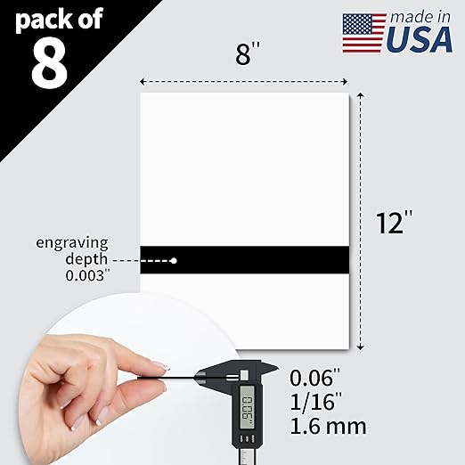 Trotec TroLase | 12"x20"x1/16", 4 Pcs | White/Black | 2 Ply | Modified Acrylic | Laser Engraving Double Color Plastic Sheet | Engraving Blanks for Laser, Saw, Guillotine | Made in USA