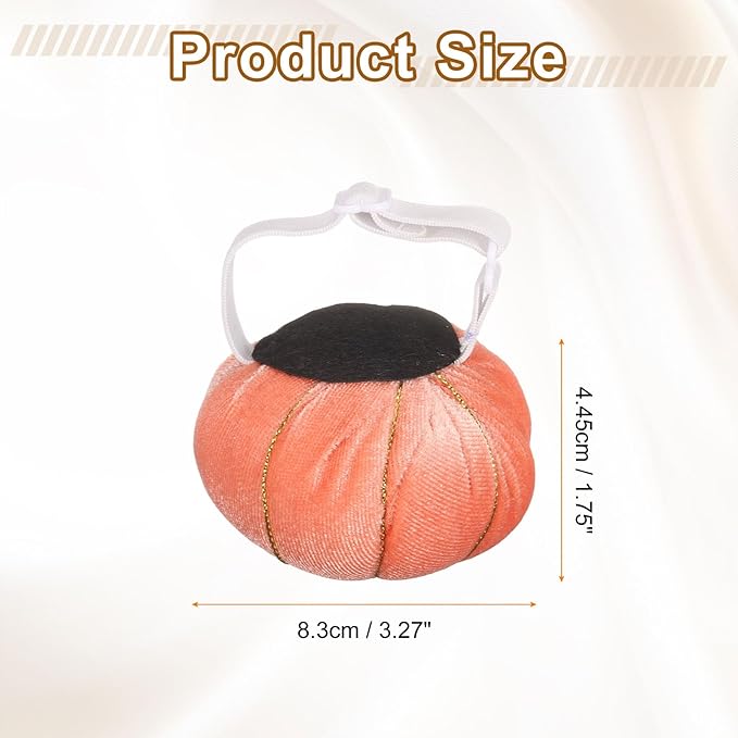 HARFINGTON Wrist Pin Cushion Wristband Sewing Pincushion Polyester Pin Holder Wearable Pumpkin Shaped Needles Wristband with 100 Head Needles for Sewing Quilting DIY Crafts, Orange