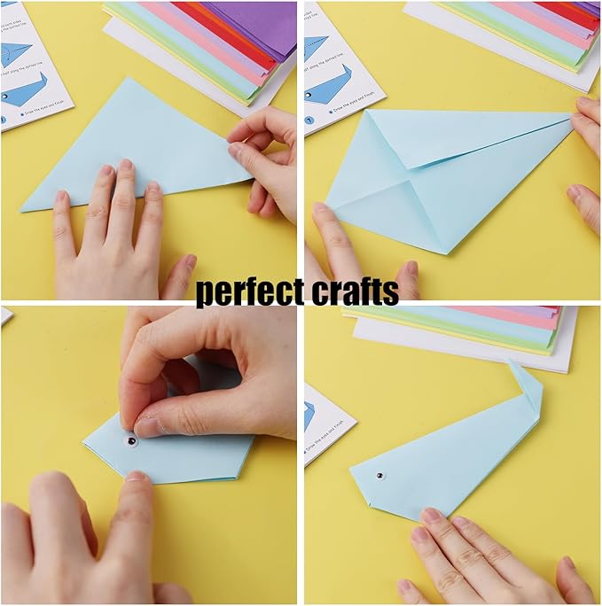 Koogel 250Sheets Origami Paper Craft Kits, Color Paper 6"x 6" with Origami Book, DIY Art Projects Set for Beginners