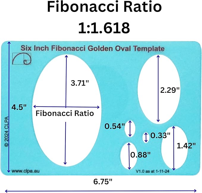 Oval Stencil Template for Drawing and Drafting: A Fibonacci-Inspired Circle Template for Drawing Tool for Artists Allows The Simple Application of The Golden or Divine Ratio for Artistic Design