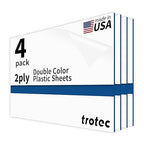 Trotec TroLase | 12"x20"x1/16", 4 Pcs | White/Blue | 2 Ply | Modified Acrylic | Laser Engraving Double Color Plastic Sheet | Engraving Blanks for Laser, Saw, Guillotine | Made in USA