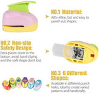 6 Pcs Colorful Craft Hole Punch with 10 Glitter Cardstock Papers, Decorative Scrapbook Paper Puncher Set, Different Shape Paper Hole Puncher Set for Office Supplies (6 Pcs- Different Shapes)