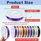 0.4 mm Dia. 10 Rolls Copper Jewelry Wire, 10 Assorted Colors Beading Wire for Jewelry Making Bracelet Earrings Rings Necklaces Flower Craft Projects