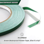 2 PCS Green Floral Tape, 0.25" Flower Stem Wrap Tapes, Waterproof Florist Tape - Multipurpose Adhesive Florist Tapes for Binding Fresh, Flower Bouquets and Floral Craft (98Ft/33Yd/Roll)