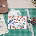Painting Tools Clear Stamp for Scrapbooking Paint Brush Silicone Clear Stamp Pen Spatula Palette Rubber Transparent Seal Stamps for DIY Handbook Card Making Photo Album Journal Decoration