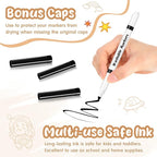 18 Pcs Line Washable Markers Bulk Black Fine Tip Markers Set Coloring Thin Tip Drawing Washable Pen for Kids Art School Classroom Back to School Gender Reveal Party Supplies, Ages 6+