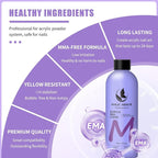2 Pack 8FL.OZ Acrylic Liquid Monomer, Professional EMA Acrylic Nail Liquid, Non-Yellowing Acrylic Liquid for Acrylic Nail Extension & Carving, DIY Home Nail Salon Use