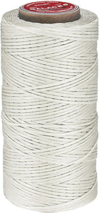 uxcell Flat Leather Sewing Waxed Thread, 140m / 153 Yards Polyester Wax String, 300D Wax Stitching Cord for Leather Crafts, Bookbinding, Bracelets Braided, Milky White