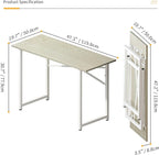 47 inch Folding Desk, Writing Gaming Computer Camping Table, No Assembly Required Home Office Desk, Natural and White