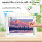 TOHETO A4 Light Board with Bag for Diamond Painting, Super Bright Magnetic Light Pad with Side Buttons, Lightbox for Tracing and Drawing, Corded Light Table for Sketching, Weeding Vinyl (White)