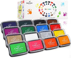 Large Finger Ink Pads for Kids Washable Craft Ink Stamp Pads, 16 Color DIY for Rubber Stamps, Paper, Scrapbooking, Wood Fabric, Best Gift for Kids(Each Sponge Size 2.87"X1.77")