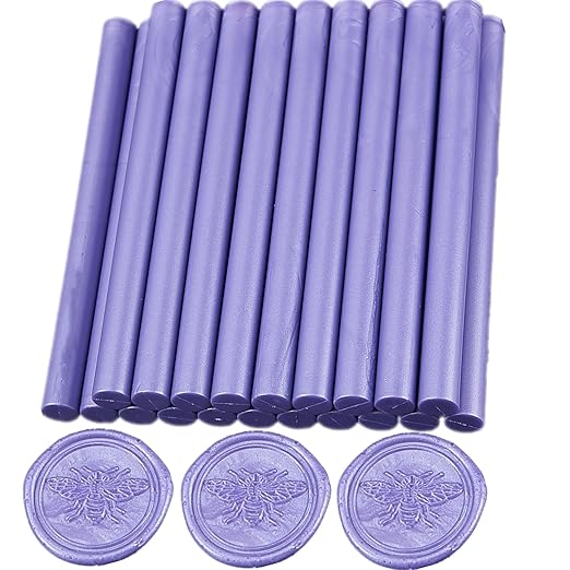 Pearl Purple Wax Seal Sticks with Gift Box, ONWINPOR 20pcs Glue Gun Wax Sealing Sticks for Wax Seal Stamp, Wedding Invitations, Mini Wax Gun Sticks for 0.28‘’ Glue Gun (Pearl Purple)