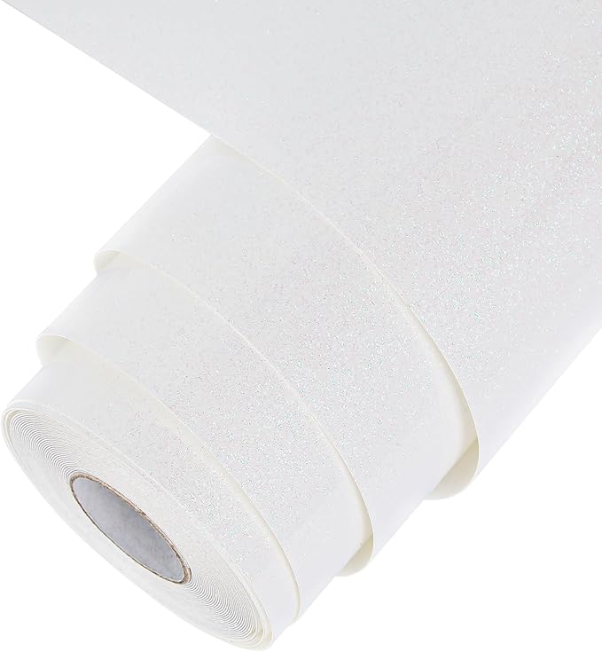TORC Iridescent White HTV Heat Transfer Vinyl Roll 12 in x 20 ft Sparkly Rainbow White Iron-on Transfer for T-Shirts