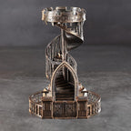 AUSPDICE Dice Rolling Tower and Tray Retro Castle Mold Color for Tabletop Games, D&D and RPG Games (Bronze Color)