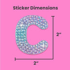 StickerBeans® Rhinestone Alphabet Letter Sticker C - Unique Sparkly Design 2” x 2” Cut-to-Shape Adhesive - Personalization, Collecting, Gifting, Scrapbooking, Decorating Laptops, Phone Cases, All Ages