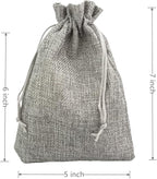 Palmhomee Pack of 25 Burlap Gift Bags with Drawstring Linen Jewelry Pouches Wedding Hessian Jute Bags for Birthday Jewelry and Treat Pouches Party Wedding Favors Gift Art and DIY Craft (5x7 Inch, Gray)