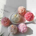 JDH 2 PCS Rose Ball Round Candle Mold 3D Rose Flowers Silicone Mold Flower Molds de silicona para velas for Candy & Home Decor - Resin Casting & Making Molds for Candle, Resin, Soap & Chocolate
