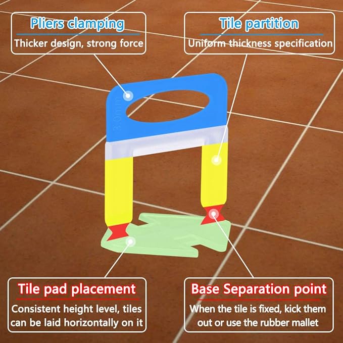 600 PCS Tile Leveling System Clips 1/8''(3mm) 600-Piece Tiles Leveler Spacers Tool for Professional Ceramic Tile and Stone Installation