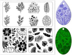 CHGCRAFT Polymer Clay Texture Sheets Leaves and Flowers Pattern Silicone Clay Texture Mat Botany Clear Silicone Molding Pattern Sheets for DIY Crafts Projects and Making Earrings Necklace Bracelet