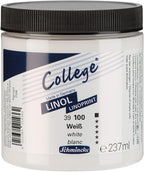Schmincke - College Linol, artists' lino printing inks, white 237 ml, 39100053, low-odour water-based lino printing ink, lightfast, even print