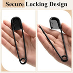 Juexica 5 Pcs 5 Inch Jumbo Stainless Steel Safety Pins Large Heavy Duty Huge Strong Laundry Pins for Upholstery Sewing Quilting Key Rings Craft Outdoor (Black)