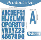 Starboling Letter Stickers,2 inch 8 Sheets Dark Blue Alphabet Sticker,Self Adhesive Vinyl Letter Stickers Mailbox Numbers,for Arts Crafts Outdoor Sign Poster Mailbox Sign Doors Mailboxes Car Truck