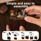 Book Nook Kit - DIY Miniature Dolls House Kit with Furniture and LED Light, 3D Puzzle Wooden Art Bookends, Model Kits for for Adults and Teens (Corner Tavern)