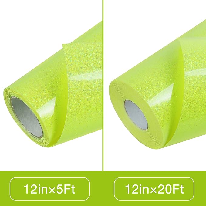 TORC Yellow Glitter HTV Heat Transfer Vinyl 2 Rolls Iron on Vinyl for T Shirts Crafts 12 inch x 5 ft