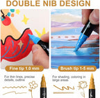 TOSAHRE Acrylic Paint Pens Markers 100 Colors Waterproof Dual Tip Acrylic Markers Set with Brush & Fine Tip Coloring Pens for Rock Painting Wood Scrapbook Fabric Glass Ceramic DIY Craft Art Supplies