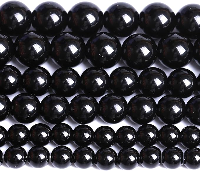 10MM Natural Black Agate Gemstone Beads Round Loose Stone Beads for Jewelry and Bracelets Making 72pcs 2 Strands 32