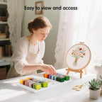 3mm Embroidery Floss Storage Organizer, 52-Slot Bobbin & Tools Tray with Magnetic, Embroidery Thread Organizer Holder for Cross Stitch Storage (Bobbins are Not Include)