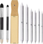 Haojiaho Blending Stump, 9pcs Blending Stumps, Blending Sponge Pens and Sandpaper Pencil Sharpener, Washable & Reusable, Tortillions Paper Art Blenders for Student Artist Charcoal Sketch Drawing