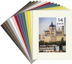 Egofine 14 Packs Picture Frame Mats, 11x14 Picture Mats for 8x10 Photos, Acid-Free Mixed Colors Pre-Cut Photo Board for Photos, Prints, Artworks